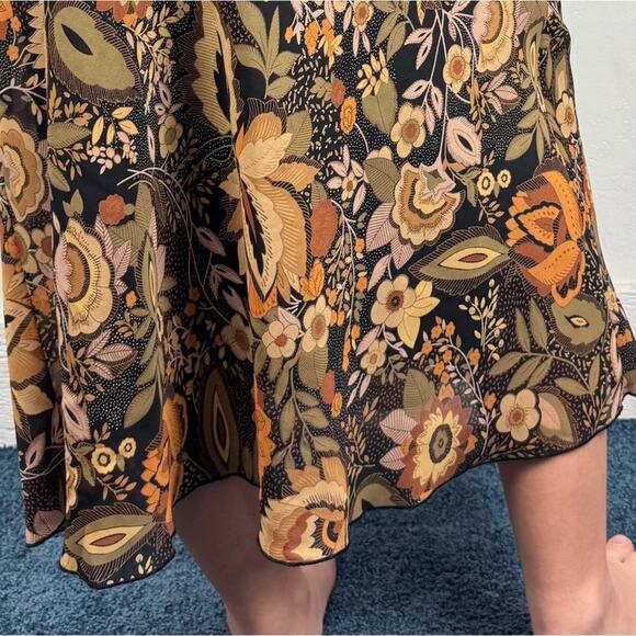 Vintage Y2K 90's Whimsigoth Dark Fairy Floral Pull On Midi/Maxi Skirt By AGB - M - Picture 3 of 13